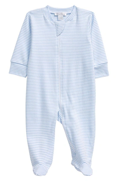 Kissy Kissy Simple Stripe Footie In Light Blue