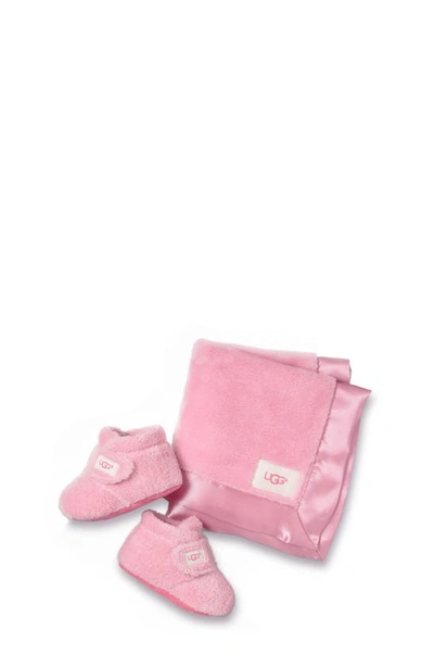 Shop Ugg (r) Bixbee Bootie & Lovey Blanket Set In Bubble Gum Pink