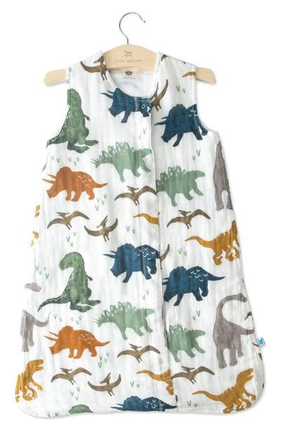 Shop Little Unicorn Cotton Muslin Wearable Blanket In Dino Friends