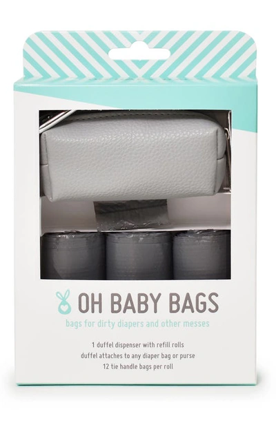 Shop Oh Baby Bags Portable Faux Leather Clip-on Dispenser & Bag Set In Grey