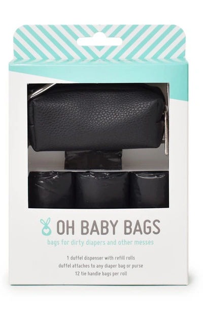 Shop Oh Baby Bags Portable Faux Leather Clip-on Dispenser & Bag Set In Black