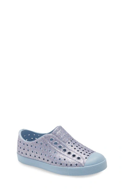 Shop Native Shoes Jefferson Bling Glitter Slip-on Vegan Sneaker In Blue