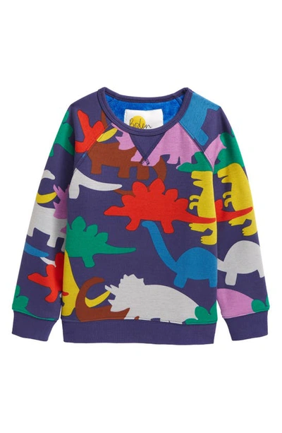 Boden Kids' Starboard Dino Graphic Sweatshirt In Starboard Blue Dino