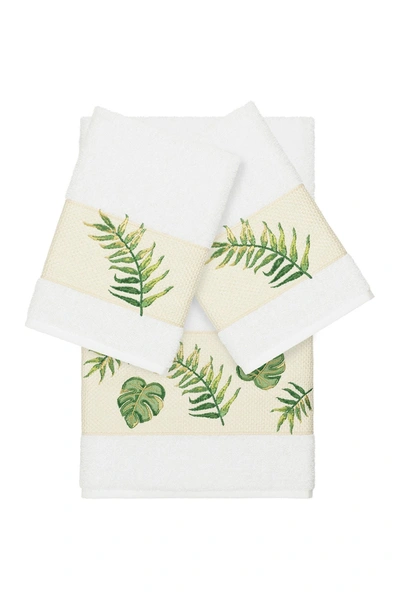 Linum Home Zoe 3-piece Embellished Towel In White
