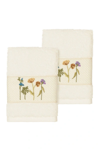 Shop Linum Home Serenity Embellished Washcloth In Cream