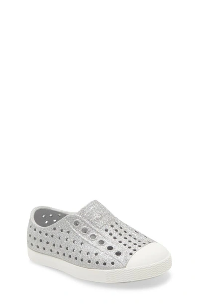 Shop Native Shoes Jefferson Bling Glitter Slip-on Sneaker In Disco Bling/ Shell White