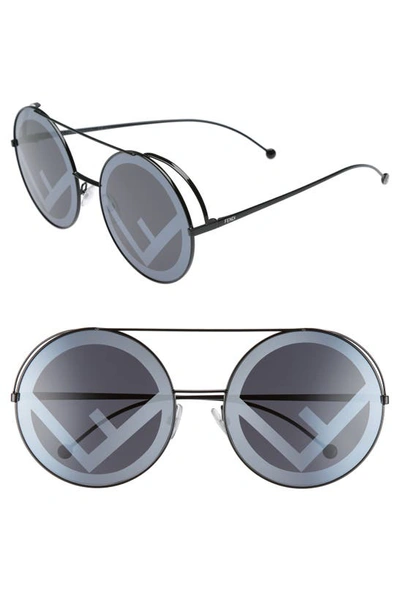 Shop Fendi Run Away 63mm Round Sunglasses In Black