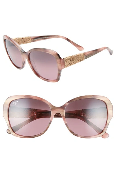 Shop Maui Jim Swaying Palms 57mm Polarizedplus2(r) Butterfly Sunglasses In Rose And Pearl/ Rose Gold