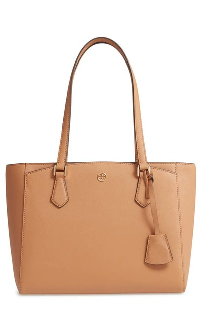 Tory Burch Small Robinson Saffiano Leather Tote In Cardamom | ModeSens