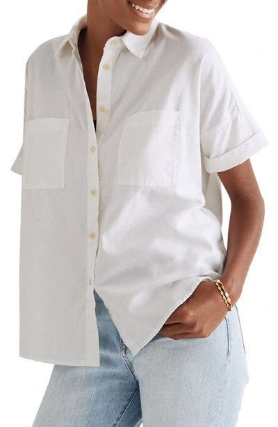 Shop Madewell Cotton Courier Shirt In Pure White
