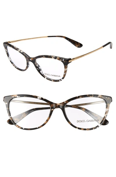 Shop Dolce & Gabbana 54mm Optical Glasses In Black Spotted/ Gold