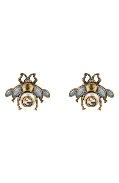 Shop Gucci Bee Stud Earrings In Gold