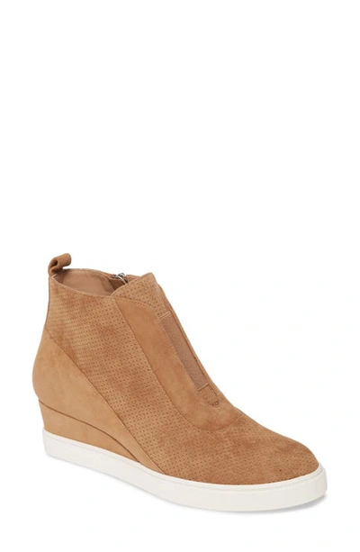 Shop Linea Paolo Anna Wedge Sneaker In Tan Suede