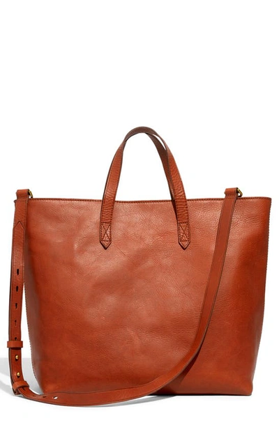 Shop Madewell Zip Top Transport Leather Carryall In English Saddle