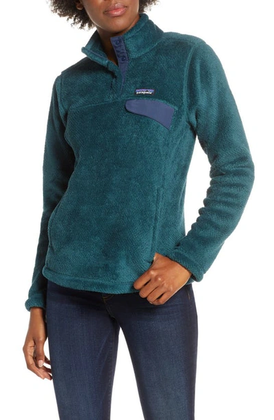 Shop Patagonia Re-tool Snap-t Fleece Pullover In Piki Grn-dk Piki Grn X-dye
