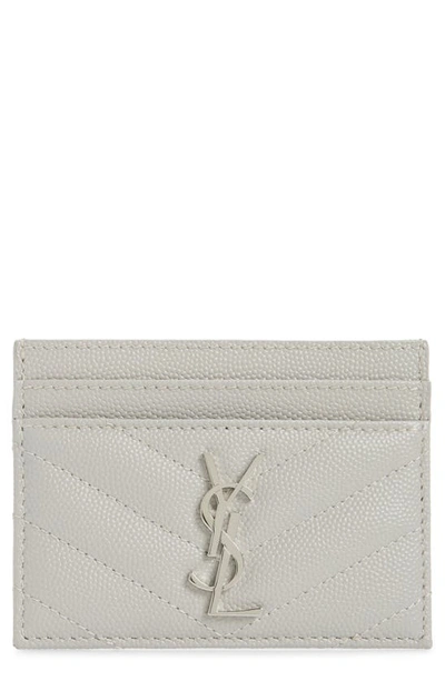 Shop Saint Laurent Monogram Leather Credit Card Case In Granite