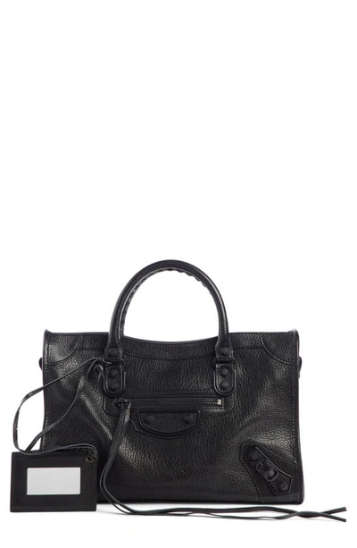 Shop Balenciaga Mini Classic City Calfskin Leather Satchel In Noir