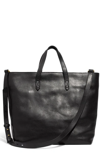 Shop Madewell Zip Top Transport Leather Carryall In True Black