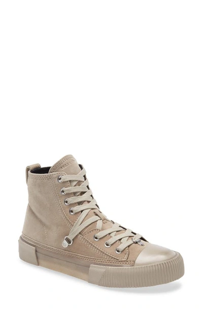 Shop Allsaints Elena Bracket High Top Sneaker In Stone Suede