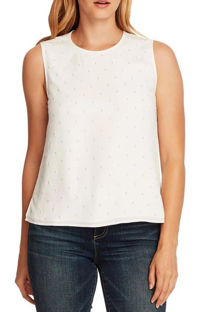 Shop Vince Camuto Embellished Sleeveless Blouse In Pearl Ivory