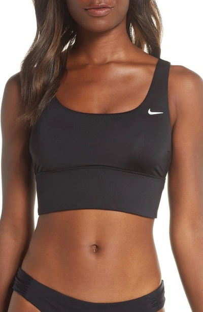 Shop Nike Essential Midkini Top In Black