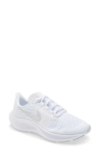 Shop Nike Air Zoom Pegasus 37 Running Shoe In White/ Metallic Silver/ Aura