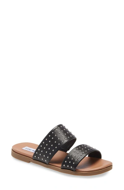 Shop Steve Madden Dede Studded Slide Sandal In Black Studded Leather