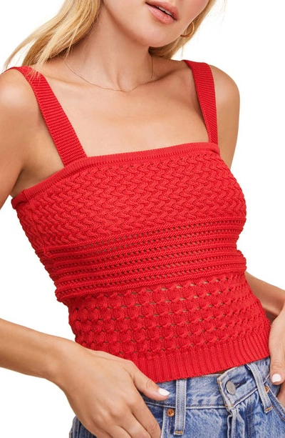 Shop Astr Darci Mixed Stitch Knit Camisole In Red