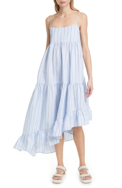 Shop Frame Gemma Asymmetrical Dress In Ciel Multi