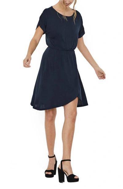 Shop Vero Moda Donna Jersey Dress In Navy Blazer