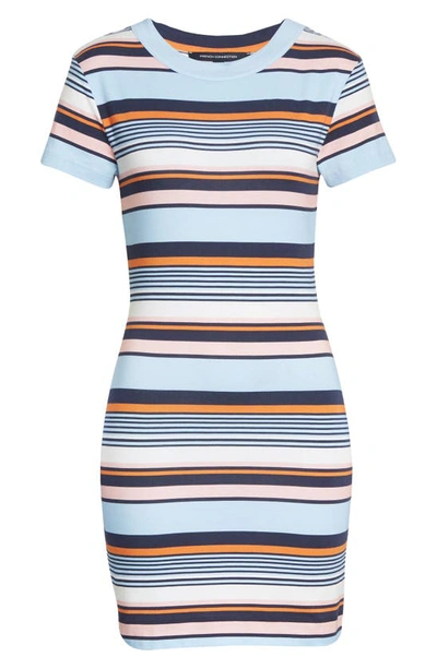 Shop French Connection Byatt Dape Stripe T-shirt Dress In Utility Blue Multi