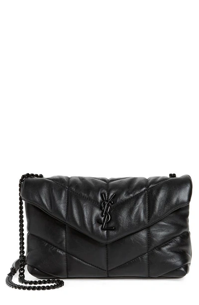 Shop Saint Laurent Toy Loulou Puffer Quilted Leather Crossbody Bag In Noir