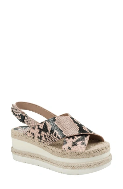 Shop Marc Fisher Ltd Gandy Platform Sandal In Pink Snake Print Leather