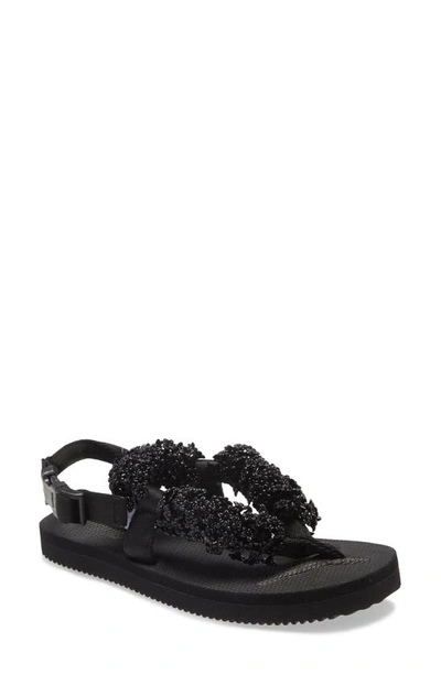 Shop Cecilie Bahnsen X Suicoke Kat Floral Beaded Sandal In Black
