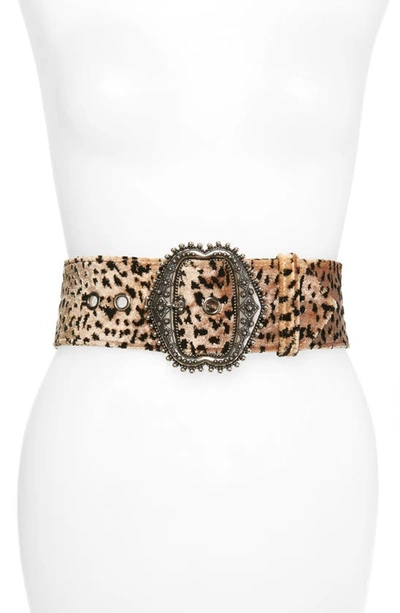 Shop Etro Cheetah Print Faux Fur Belt In Beige