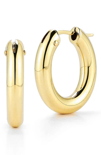 Shop Roberto Coin Oval Hoop Earrings In Yellow Gold