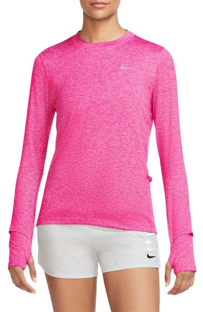 Shop Nike Element Dri-fit Running T-shirt In Hyper Pink/ Pink/ Htr/ Silver