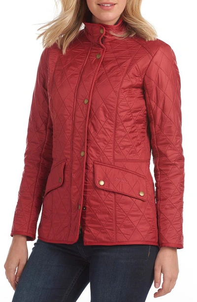 Shop Barbour Cavalry Diamond Quilted Jacket In Deep Claret