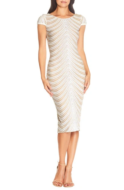 Shop Dress The Population Marcella Sequin Stripe Cocktail Sheath Dress In Off White