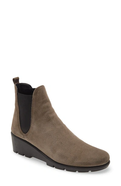 Shop The Flexx Slimmer Chelsea Wedge Boot In Taupe Suede