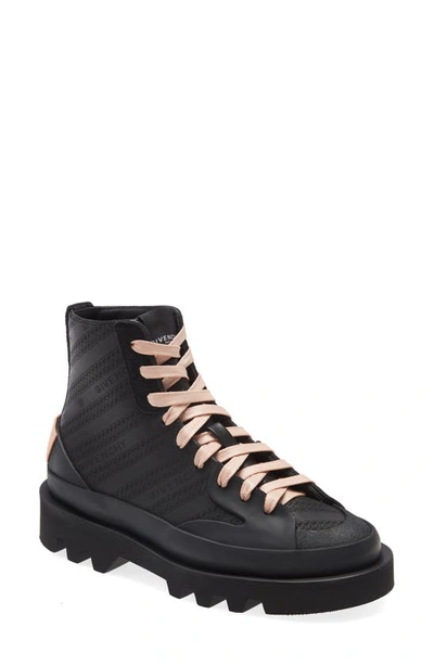 Shop Givenchy Clapham Perforated Logo Sneaker Boot In Black/ Pink