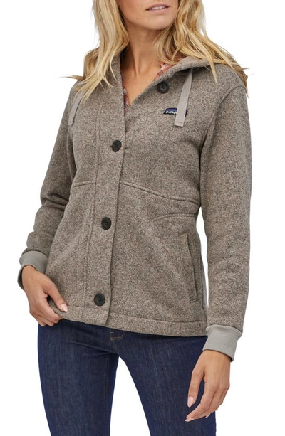 Shop Patagonia Better Sweater(r) Recycled Fleece Hooded Coat In Furry Taupe