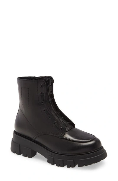 Shop Ash Lynch Zip Combat Boot In Black/ Black Leather
