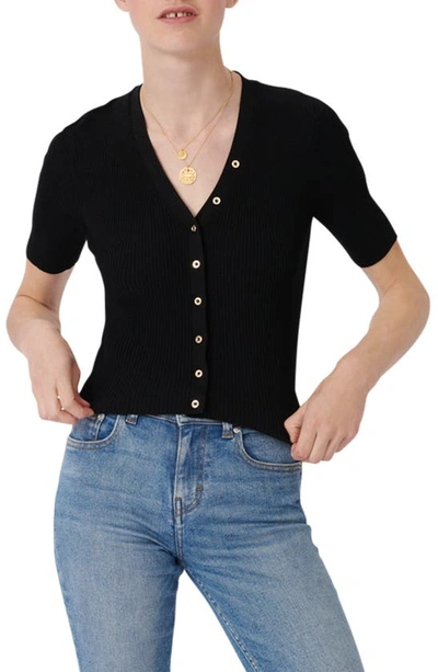 Shop Maje Short Sleeve Sweater In Black
