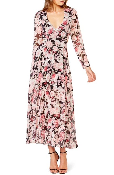 Shop Bardot Garden Floral Cutout Back Long Sleeve Maxi Dress In Rose Garden