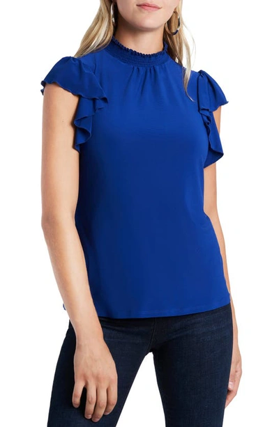 Shop 1.state Ruffle Sleeve Knit Top In Goddess Blue