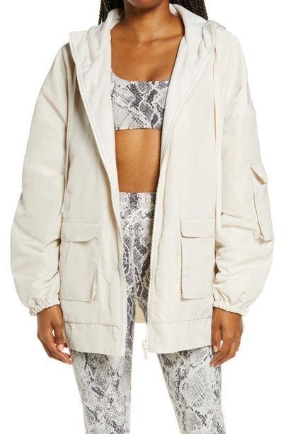 Shop Alo Yoga Legion Reversible Hooded Jacket In Bone/ White