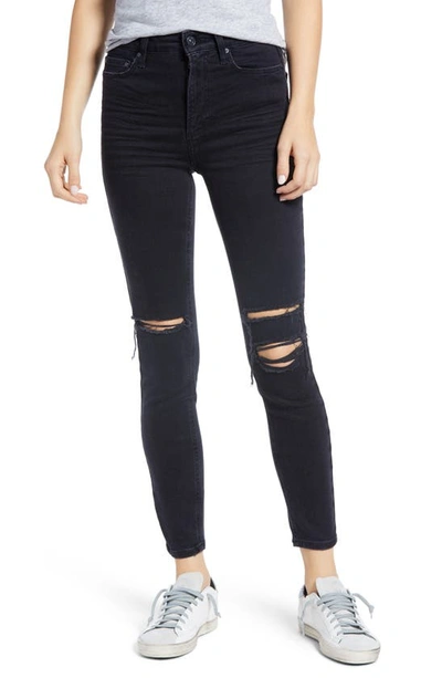 Shop Paige Margot High Waist Ankle Skinny Jeans In Dark Out Destructed