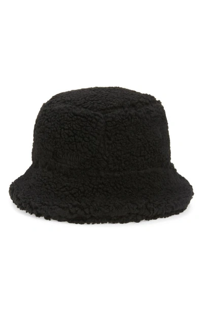 Shop Ganni Teddy Fleece Bucket Hat In Phantom