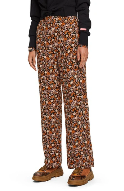 Scotch & Soda Edie Floral High Waist Wide Leg Pants In Brown | ModeSens